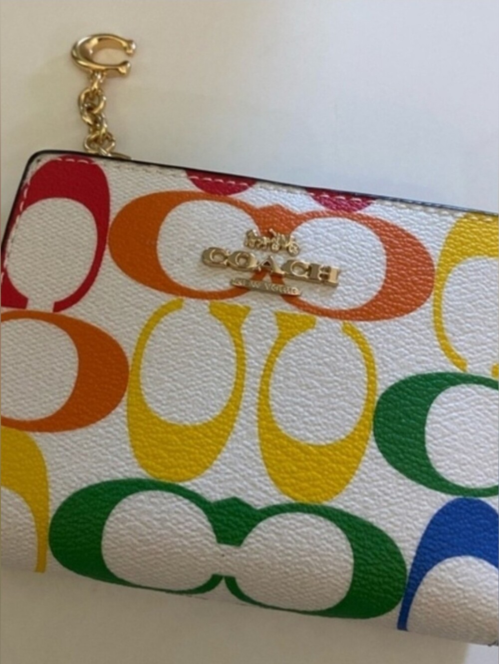 Coach Rainbow Signature Zip Wallet. RARE* AUTHENTIC* Soft Brown Interior. - Picture 2 of 11